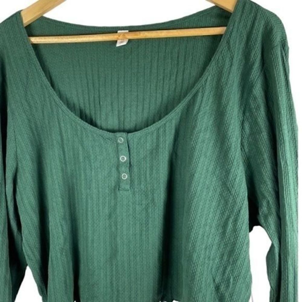 Nordstrom Bp Long Sleeve Henley Crop Top Green 3X NWT - Picture 6 of 10